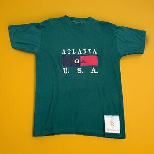 Y2K Custom Atlanta 96 Til Infinity Vintage 90s Embroidered T-Shirt Sz M Green